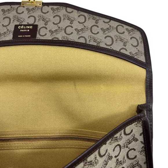 Celine clutch bag ec-24121 beige brown C Macadam canvas leather CELINE metal ... - Picture 10 of 11